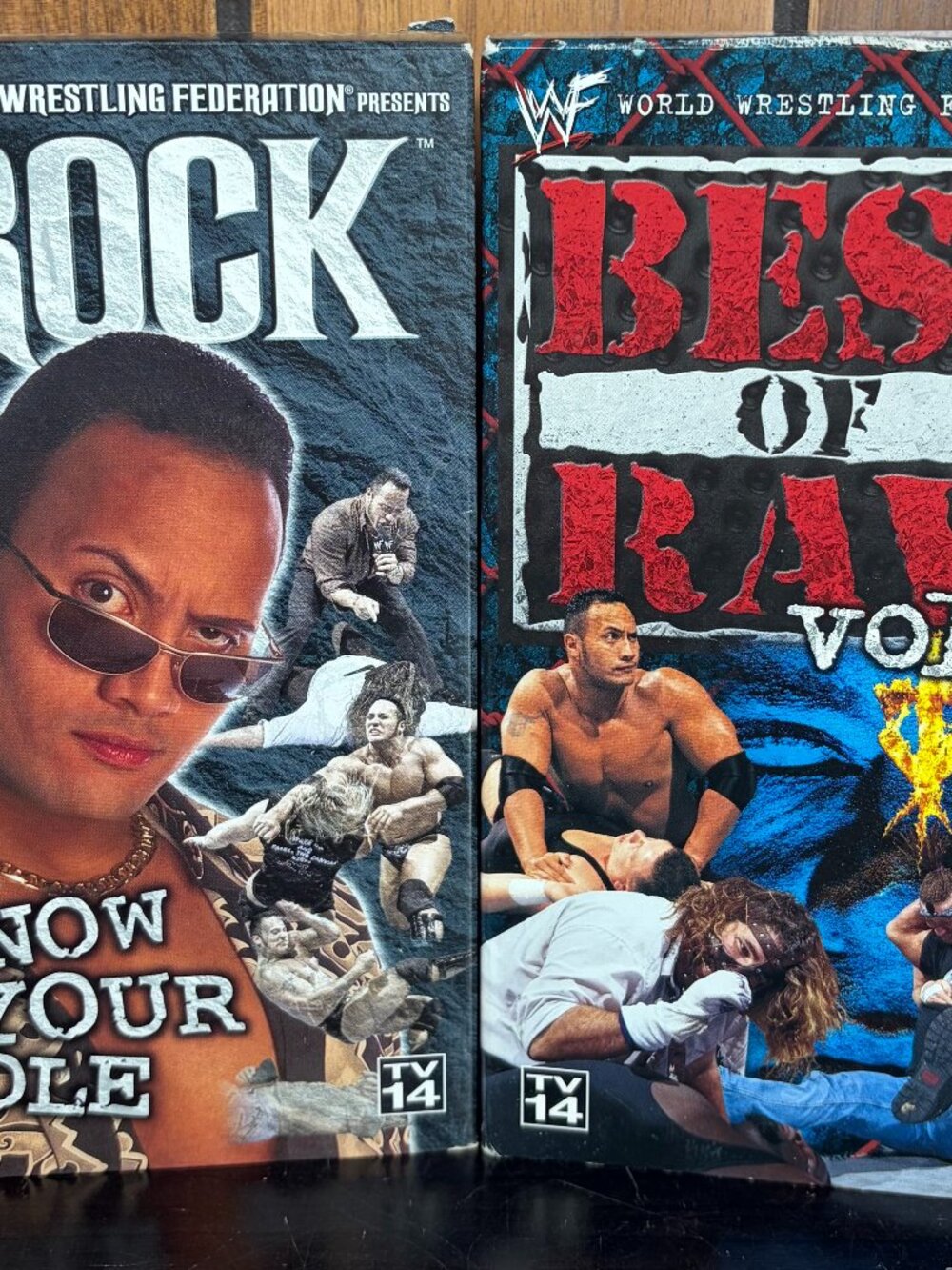 Lot of 2 Vtg WWF Wrestling VHS Tapes: Best of Raw #1 & The Rock "Know Your Role"